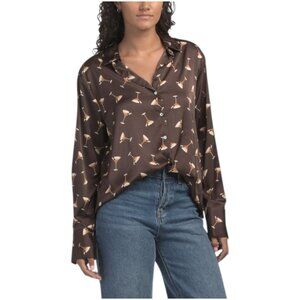 AUTRES FILLES Satin Martini Drinks Blouse